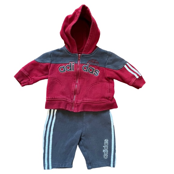Adidas Baby Red and Gray Track Suit, Size 6 Months - Picture 1 of 10